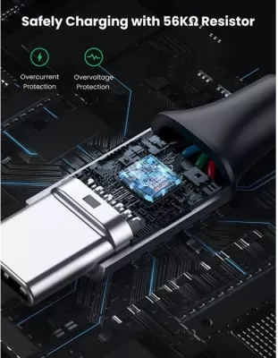Kabllo USB 2.0 A në USB-C UGREEN 60124 0.25 m e zezë (polybag)