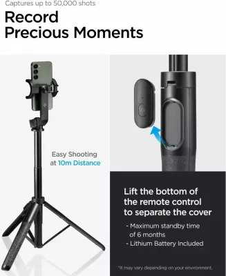 Selfie stick me tripod Spigen S560W me Bluetooth, i zi