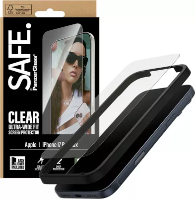 Mbrojtës ekrani PanzerGlass SAFE për iPhone 17 Pro Max, transparent