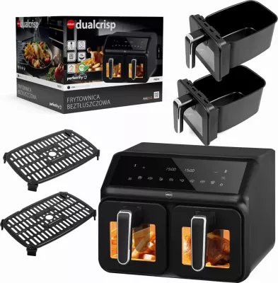 Fritezë me ajër të nxehtë ELDOM FR210 dualcrisp, 8 L, 2200 W, Ekran LED