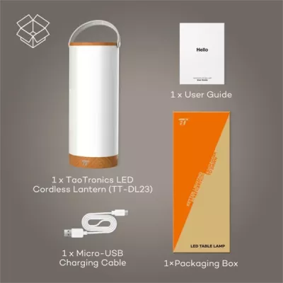 Lampë LED portative TaoTronics TT-DL23 4000mAh 300lm 360° 4000–4500K, bardhë/finisazh dru, set me kabllo Micro-USB
