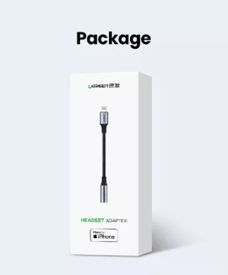 Adapter audio Lightning në 3.5mm UGREEN 30756 (MFi), gri-zezë
