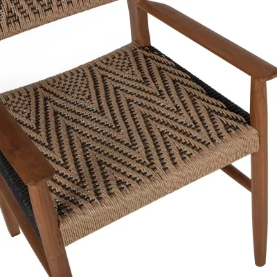 Karrige me krahë për ngrënie, dru teak, litar sintetik, 57x66x86H cm, FH9383.01