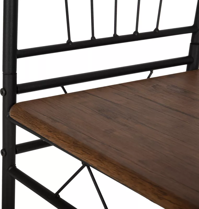 Tavolinë me karrige, 5 copë, PEARY FH9416.11, metal i zi-MDF, ngjyrë arre, 110x60x74 cm