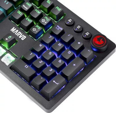 Tastierë mekanike Marvo KG917, RGB, full size 107 tasta, switch Blue, me kabllo, e zezë