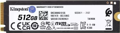 SSD Kingston Technology 512GB KC3000 M.2 2280 NVMe