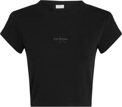 Maicë për femra Calvin Klein Jeans MONOGRAM BABY TEE LV047AB802, e zezë [Madhësia: M]