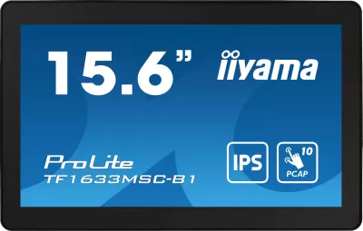 Monitor me prekje iiyama ProLite TF1633MSC-B1, 15.6 inç, Full HD, IPS, i zi