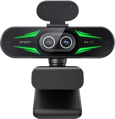 Webkamerë EMEET SmartCam C60E 4K Dual, 4K@30fps/1080p@60fps, dy lente, 11x zoom, USB-C, e zezë, set me telekomandë