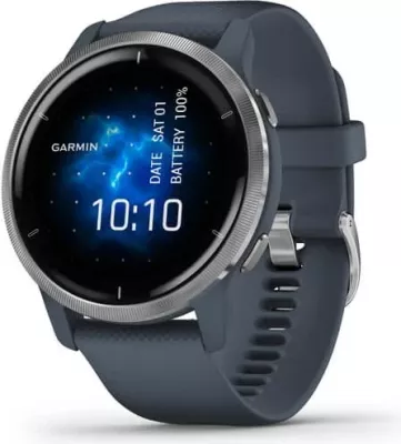 Smartwatch Garmin Venu 2, 45 mm, AMOLED, GPS, Blu/Argjend