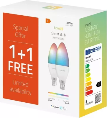 Llambë smart Hombli HBPP-0111, LED, E14, Bullet, Gri, Bardhë