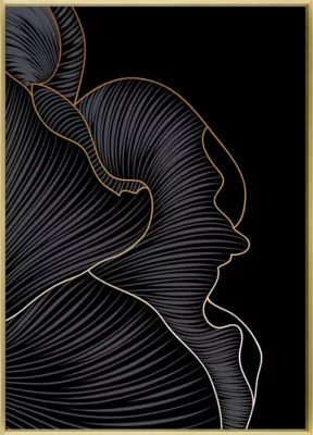 Pikturë dekorative METS, kanavacë, kornizë druri, ngjyrë e zezë dhe e artë, 52x72x4 cm
