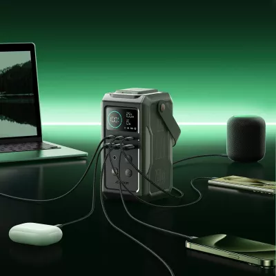 powerbank Joyroom JR-PBF10 75000mAh 100W 3x USB-C 3x USB-A me elektrik palosës dhe dorezë, e gjelbër