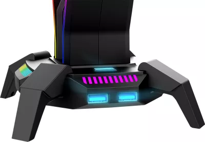 Mbajtëse kufjesh Marvo HZ-10 RGB, 3x USB 2.0, audio jack, e zezë