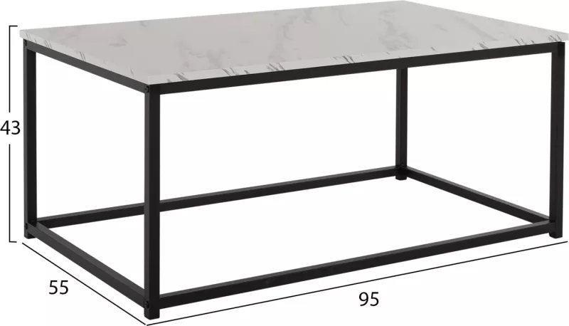Tavolinë kafeje SAFFRON FH8975.12 melaminë pamje mermeri të bardhë 95x55x43H cm