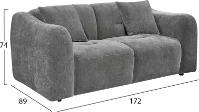 Divan dy vendësh JUNOA, material gri, 172x89x74cm