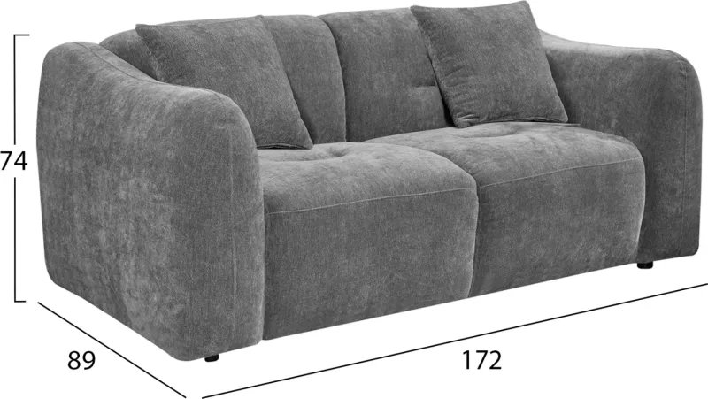 Divan dy vendësh JUNOA, material gri, 172x89x74cm thumbnail 2