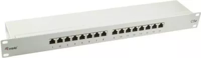 Patch panel EQUIP 327316, 16 porta, Cat5e, 1U, rackmount, ngjyrë gri