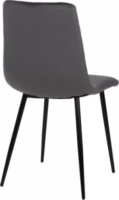 Karrige për ngrënie LATRELL FH8587.01 kadife gri & këmbë metali të zeza 43x54x88Hcm., set prej 4 copë