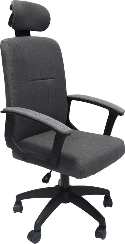 Karrige zyre NIMBLE FH1199.12, pëlhurë gri, kornizë dhe bazë najloni e zezë, 51x61x130H cm