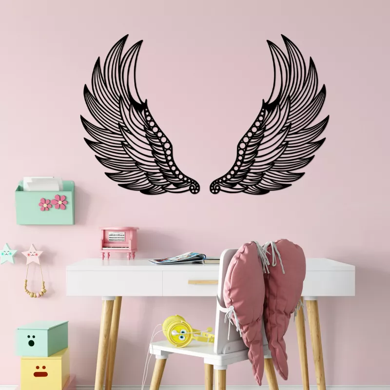 Aksesor muri dekorativ prej metali, krahë engjëlli, Wallity, 48x65cm (2 copë)