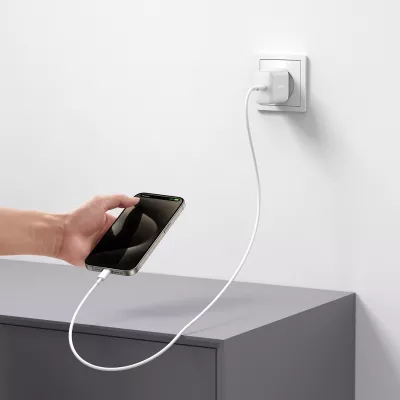 Karikues rrjeti USB-C PD 30W QC SFC, Joyroom JR-TCF24, 1 port, PPS, prizë EU, kabllo USB-C 1m, i bardhë, set