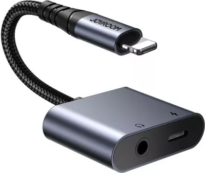 Adapter audio 2-në-1 Joyroom SY-L01, Lightning në 3.5mm + Lightning, argjend