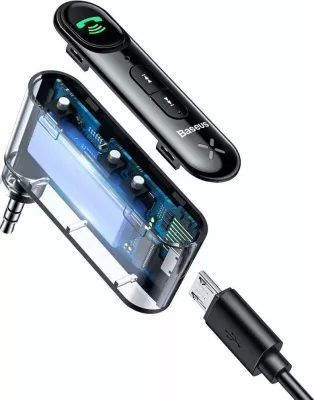 Transmetues/Marrës Bluetooth Baseus BSBA-02, Bluetooth 5.0, AUX MiniJack 3.5mm, handsfree me mikrofon, bateri 145 mAh, i zi