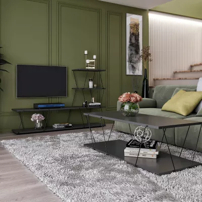 Set mobiljesh për dhomë dite Hanah Home, Basak, antracit