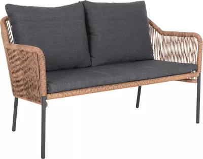 Divan i jashtëm 2-vendësh, BAFFIN, FH6054.03, alumini, anthracite-PE rattan, jastëkë beige-anthracite