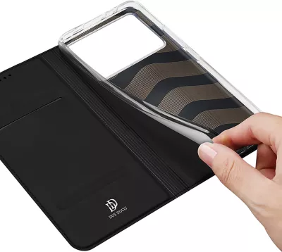 Mbështjellës Dux Ducis Skin Pro për Xiaomi Poco X6 Pro 5G/Redmi K70E, me kapak, xhep për kartela, e zezë