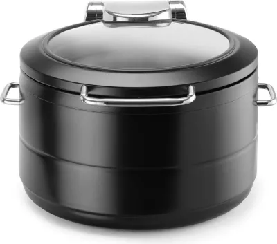Enë ngrohëse buffet induksion rrethore, Fine Dine, De Luxe, 9L, kapak xhami, e zezë