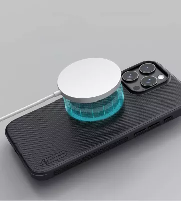 Mbështjellës Nillkin Super Frosted Shield Pro Magnetic Case për iPhone 16 Pro Max, i zi
