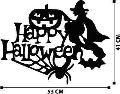 Aksesor muri dekorativ metalik Wallity, Halloween, 53x41cm, i zi