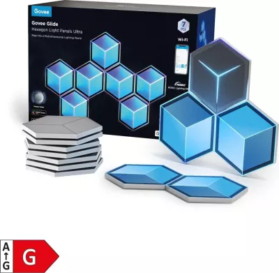 Panel dritash LED Govee Glide Hexagon Light Panels Ultra, RGBIC, Wi‑Fi, 7 copë