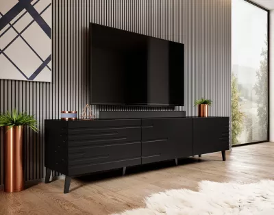 Komodinë Cama RTV, 186x40x48, e zezë mat