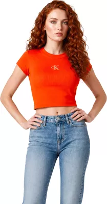 Maicë për femra Calvin Klein Jeans MONOGRAM BABY TEE LV047AB802, e kuqe [Madhësia: M]