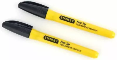 Marker permanent Stanley 47-316, majë e hollë, i zi, paketim 2 copë