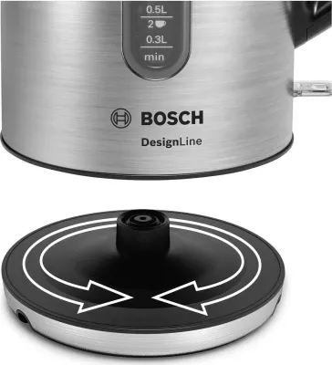 Çajnik Bosch DesignLine TWK4P440, 1.7 litra, 2400W, ngjyrë argjendi