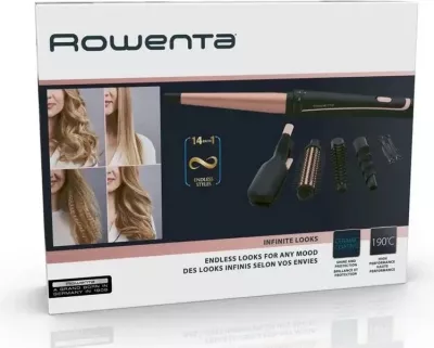 Multistyler flokësh Rowenta CF4231F0 14-në-1, 190°C, sipërfaqe qeramike, i zi