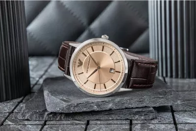 Orë dore meshkujsh Emporio Armani Renato AR11783, kafe