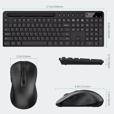 Set tastierë wireless + maus Marvo Office KC411W, layout SLO/HR, me mbajtëse telefoni/tableti, e zezë