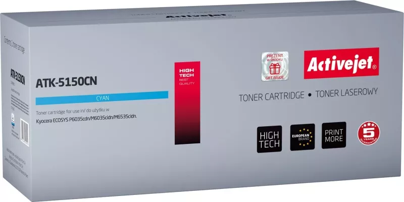 Toner zëvendësues Activejet ATK-5150CN për printerët Kyocera, 10000 faqe, i kaltër