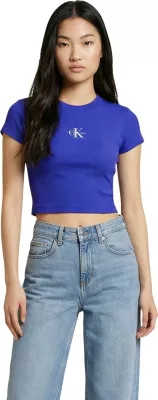 Maicë për femra Calvin Klein Jeans MONOGRAM BABY TEE LV047AB802, e kaltër
