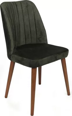 Set karrigesh (4 copë), Skye Decor, Alfa-462 V4, kadife, këmbë druri, ngjyrë kaki dhe arre