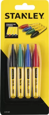 Marker permanent mini Stanley 2-47-329, 4 ngjyra, 4 copë