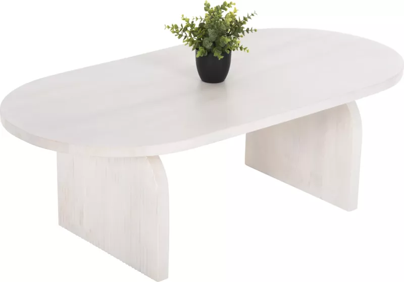 Tavolinë kafeje ovale HONKY FH9691 dru mango masiv ngjyrë bardhë 120x60x40H cm