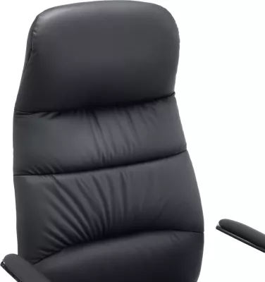 Karrige zyre TEETER, lëkurë PU e zezë, bazë kromi, 67x66x121cm