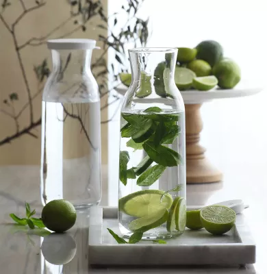 Karafë qelqi LAV Chelsea 1.2 L me kapak, transparente, set 12 copë
