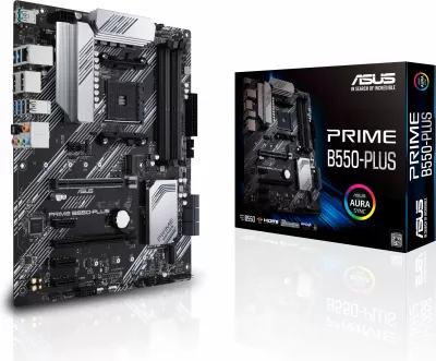 Pllakë amë ASUS PRIME B550-PLUS, Socket AM4, DDR4-SDRAM, 128 GB, E zezë dhe argjend